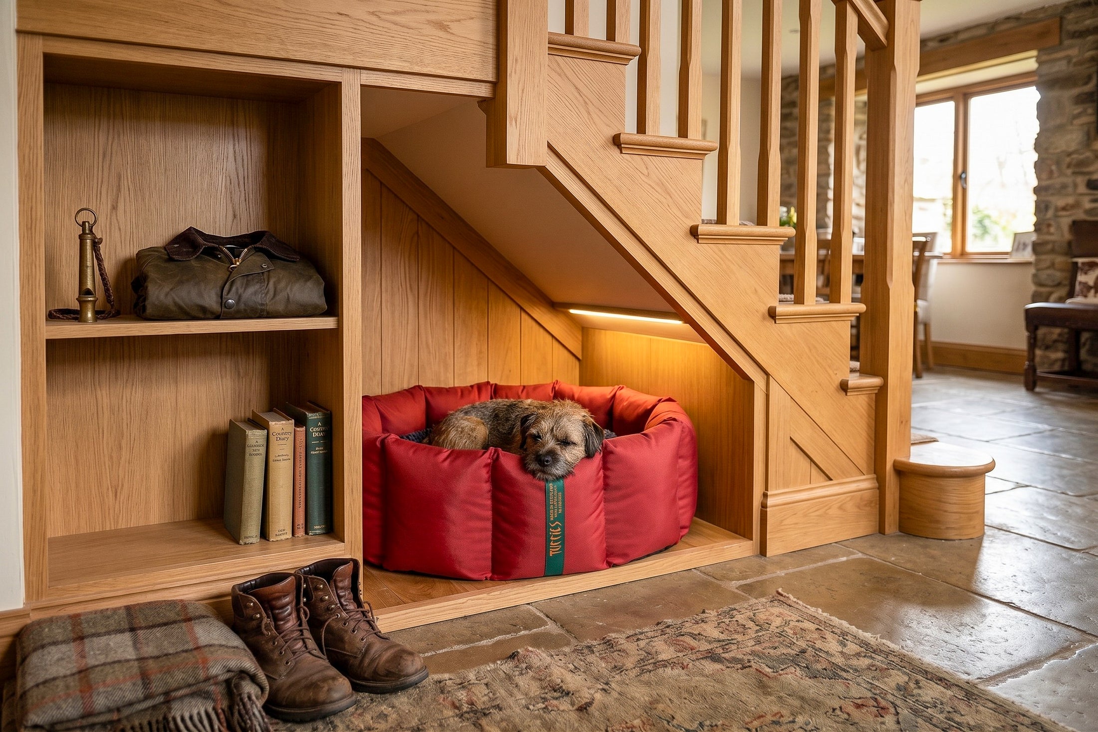 (Full Nest Dark Red with Navy Dog Dryer)
