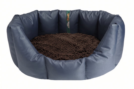 CLEARANCE : Small, Easy Access Wipe Clean Navy Nest with Brown Dog Dryer
