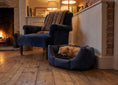 Load image into Gallery viewer, CLEARANCE : Small, Easy Access Wipe Clean Navy Nest with Brown Dog Dryer
