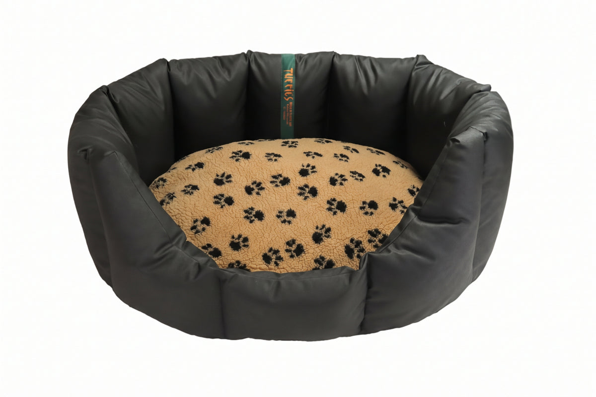 CLEARANCE : Medium, Easy Access Wipe Clean Black Nest with Caramel Paws
