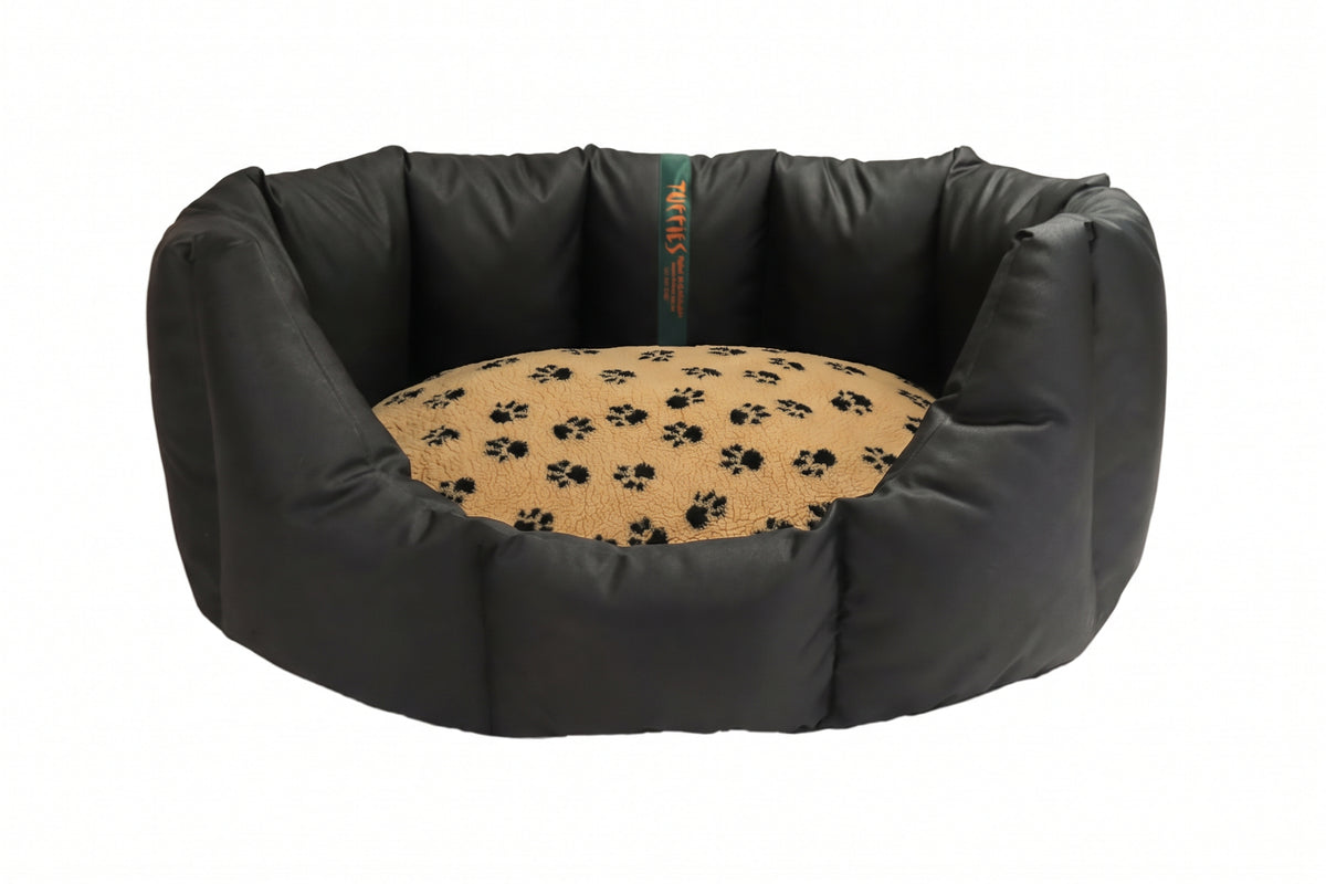 CLEARANCE : Medium, Easy Access Wipe Clean Black Nest with Caramel Paws