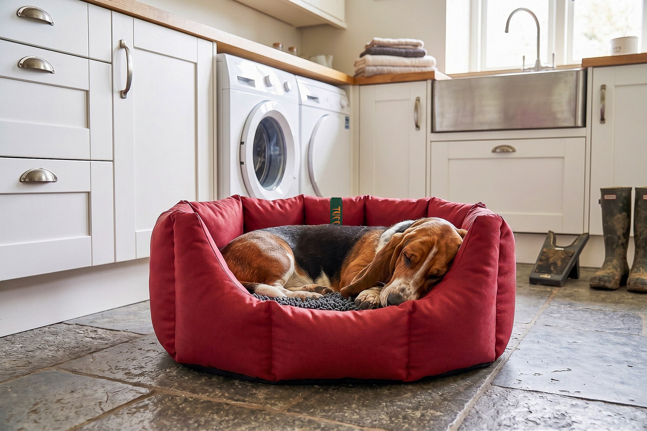 (Easy Access Dark Red with Grey Dog Dryer)