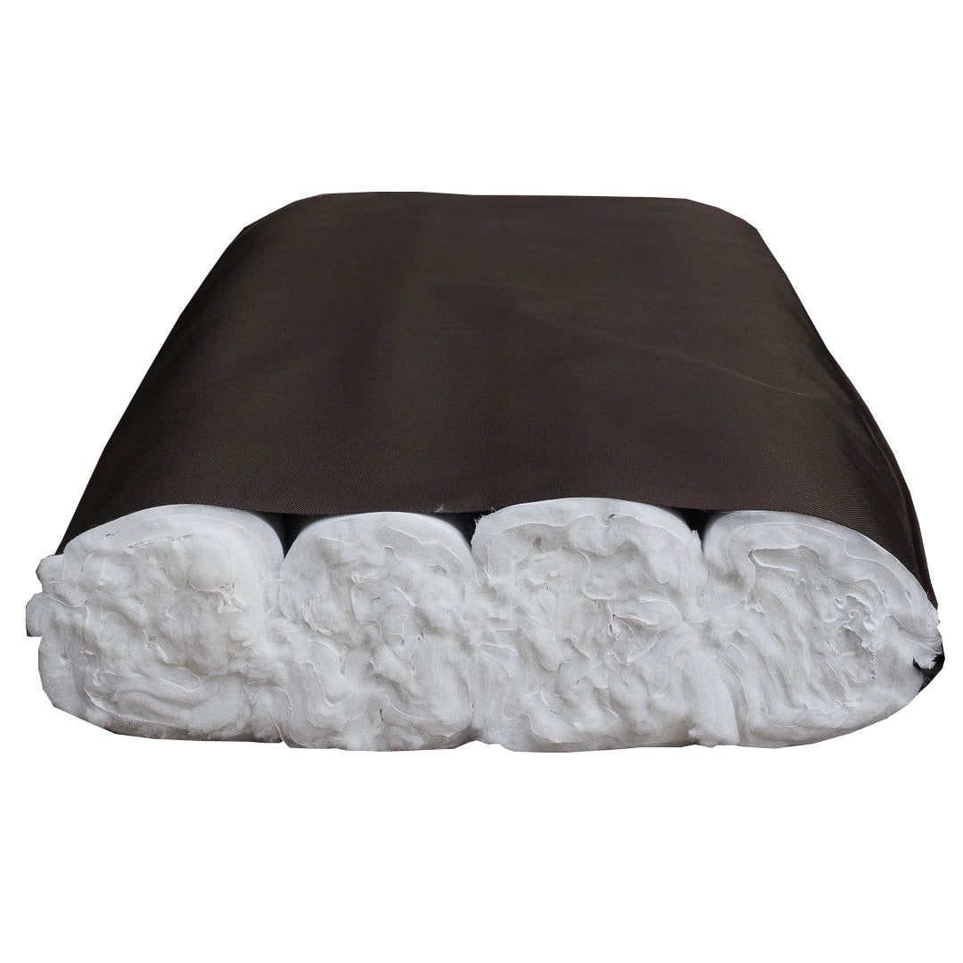 The inside of a Tuffies orthopaedic mattress bed - a handcrafted futon mattress, inside a brown wipe clean cover